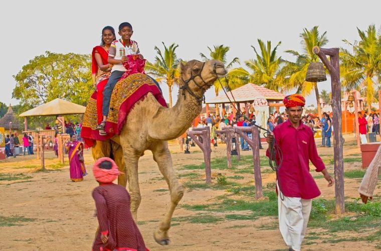 Camel ride in Chokhi Dhani Jaipur