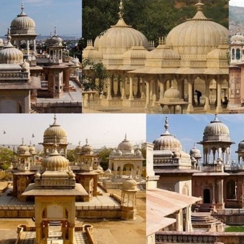 Gaitore Ki Chhatriyan Jaipur with beautifully carved royal cenotaphs and scenic heritage architecture