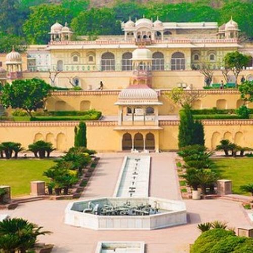 Fountains at Sisodia Rani Ka Bagh Jaipur.
